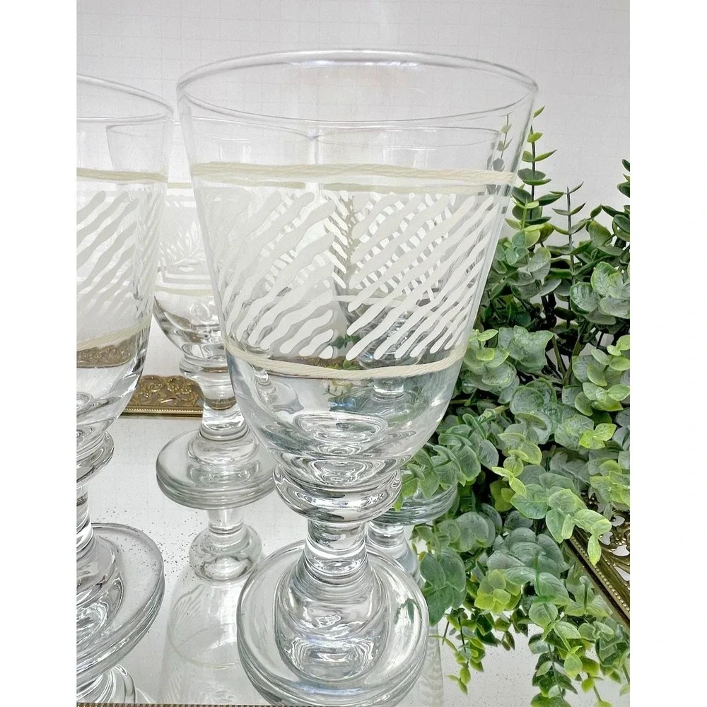 Iced Tea Goblets Pfaltzgraff Sierra Etched Glass 16 oz Vintage Set of 4 Glasses